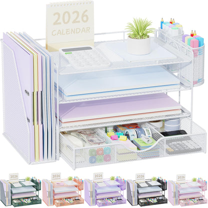 gianotter Metal Mesh Desk Organizers and Accessories with File Holder