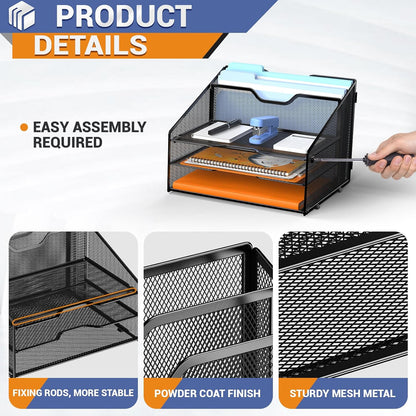 GAWERK Desk File Organizer Paper Letter Tray File Holder Office Rack, Black