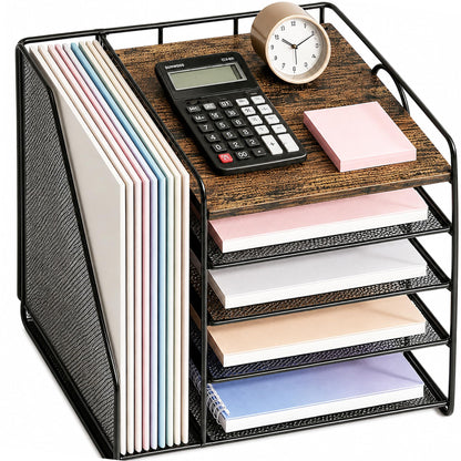 OPNICE Desk Organizer, 6-Tier Paper Organizer Letter Tray, Gold