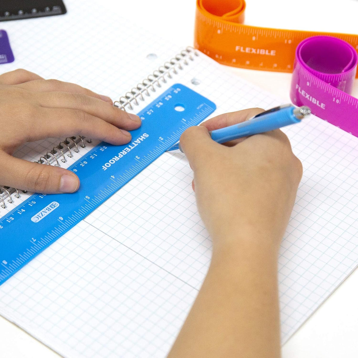 BAZIC 12-Inch (30cm) Shatterproof Flexible Ruler, Single Ruler