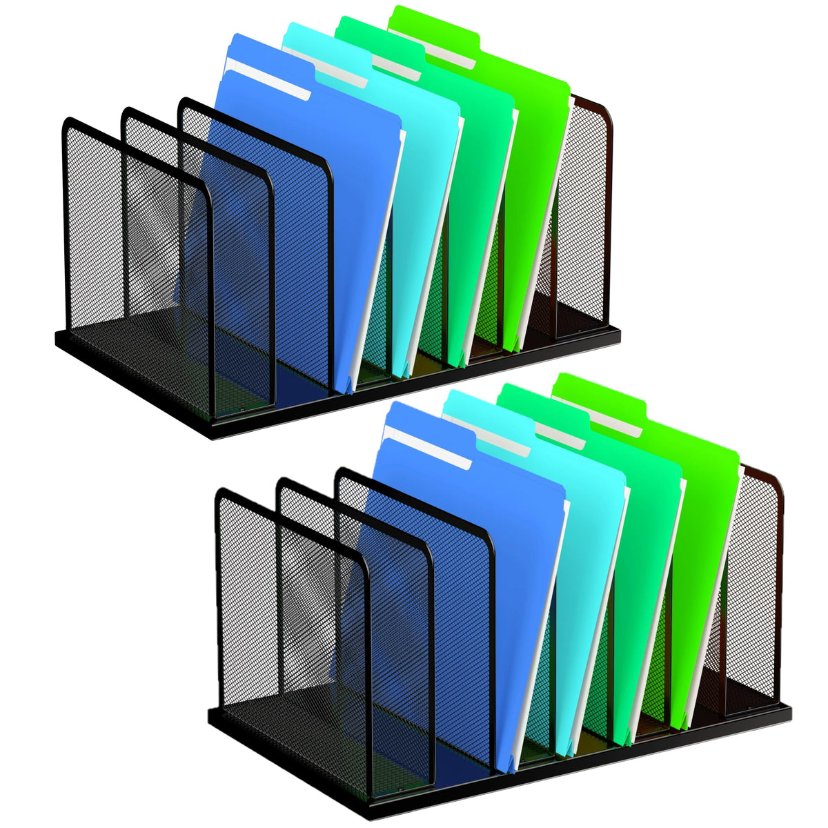 Kuntine.B Desk File Organizer Upright Mesh Desktop Organizer File Sorter Office Organization File Holder for Home, Office & Classroom (Black, 1 Pack 5-Section)