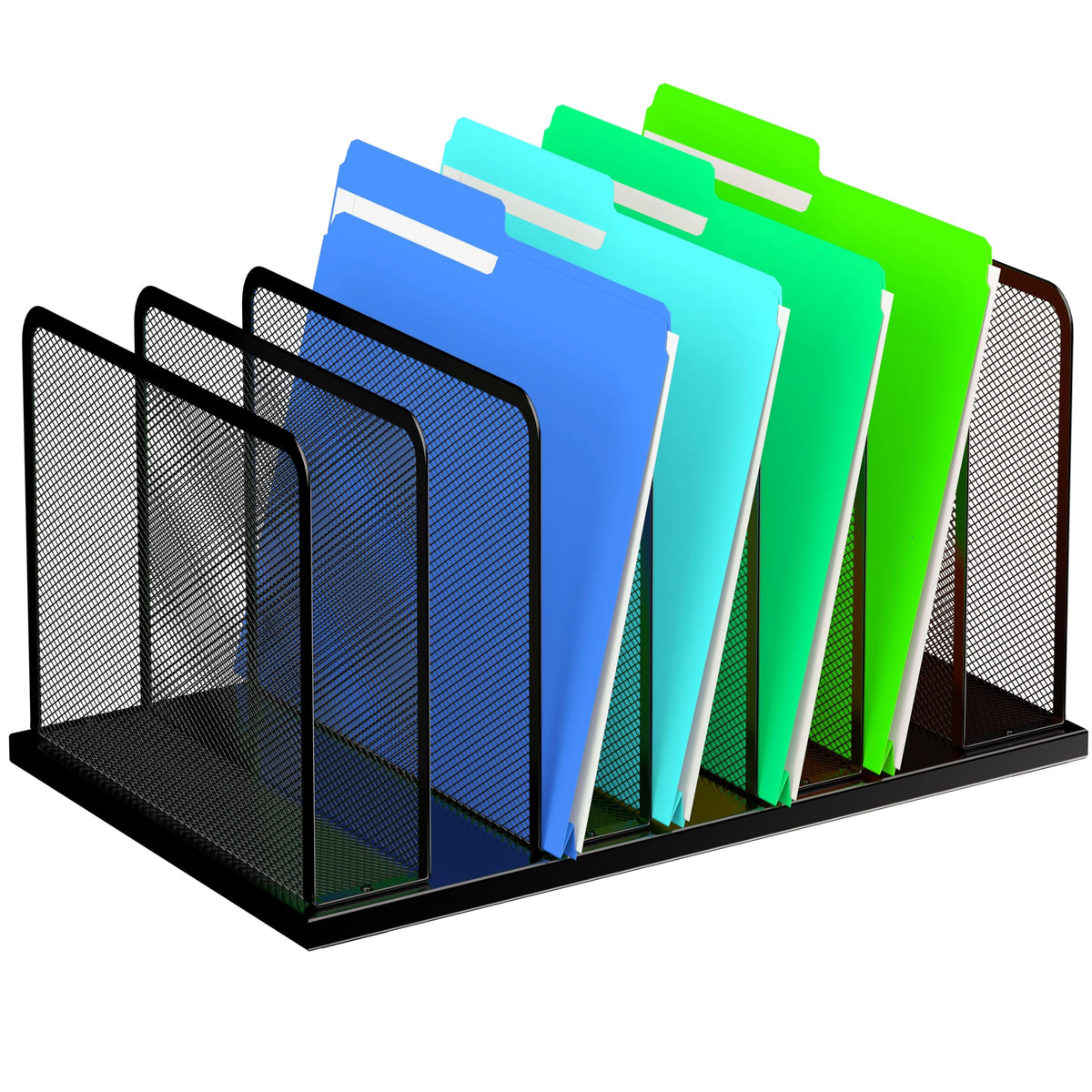 Kuntine.B Desk File Organizer Upright Mesh Desktop Organizer File Sorter Office Organization File Holder for Home, Office & Classroom (Black, 1 Pack 5-Section)