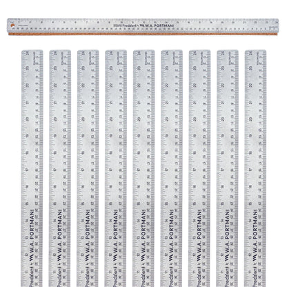 WA Portman Metal Ruler 12'', Metric Edge Corkback Stainless Steel Ruler