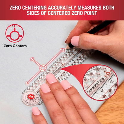 SINGER 12-Inch Folding Ruler with Precision Marking & Zero-Centering for Sewing, Quilting, Crafting & Patternmaking - Clear Metric Ruler - 15 Increment Quick Angle Ruler, Folds to 6”