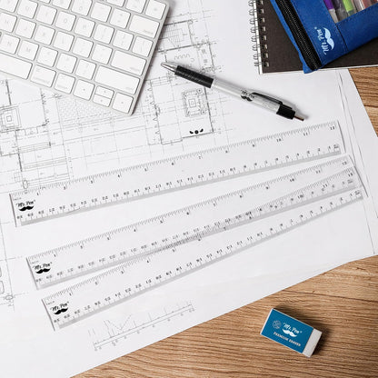 Mr. Pen- Plastic Rulers, 12 Inch, 3 Pack, Easy-to-Read Markings