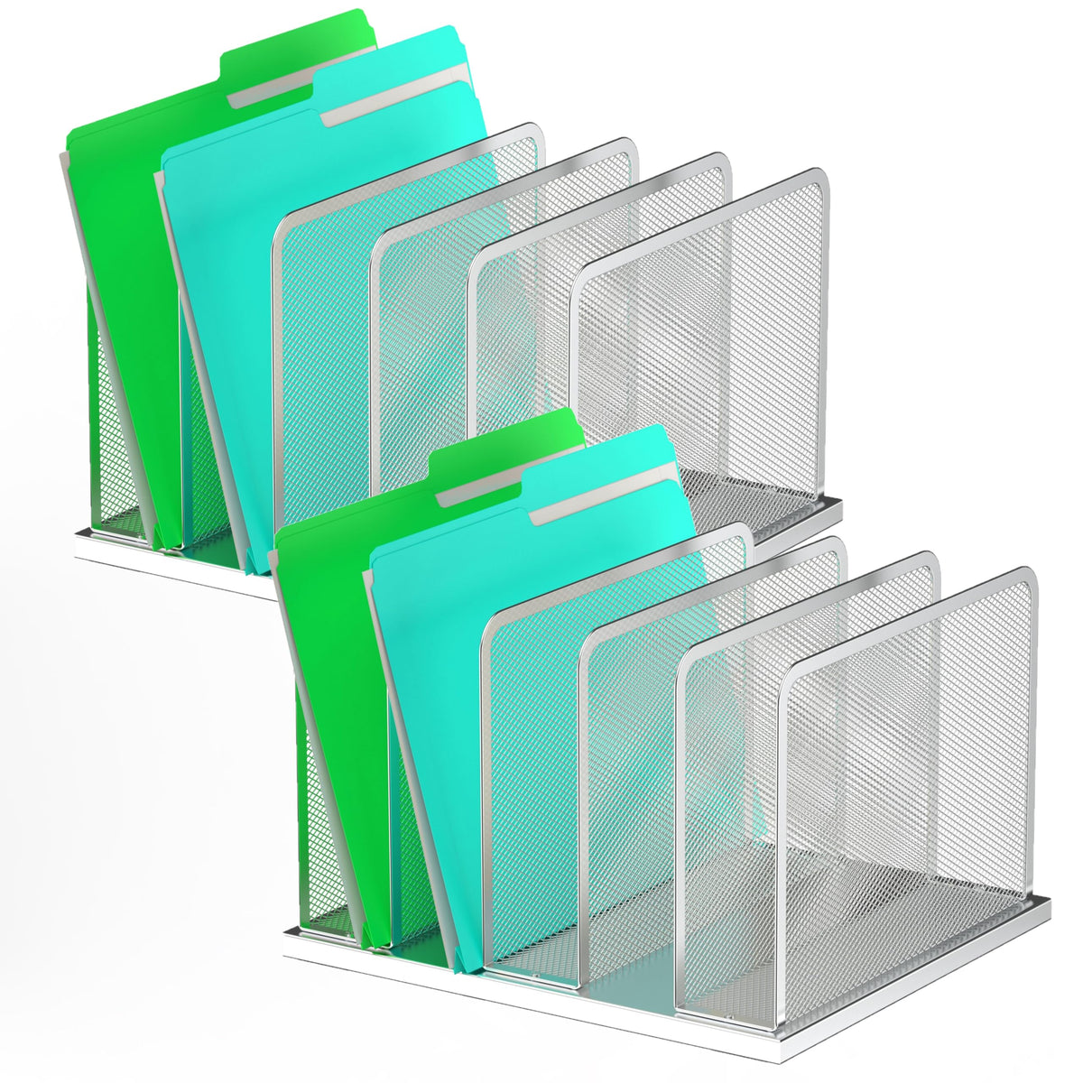 Kuntine.B Desk File Organizer Upright Mesh Desktop Organizer File Sorter Office Organization File Holder for Home, Office & Classroom (Black, 1 Pack 5-Section)
