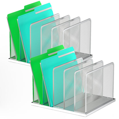 Kuntine.B Desk File Organizer Upright Mesh Desktop Organizer File Sorter Office Organization File Holder for Home, Office & Classroom (Black, 1 Pack 5-Section)
