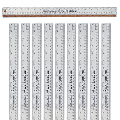 WA Portman Metal Ruler 12'', Metric Edge Corkback Stainless Steel Ruler