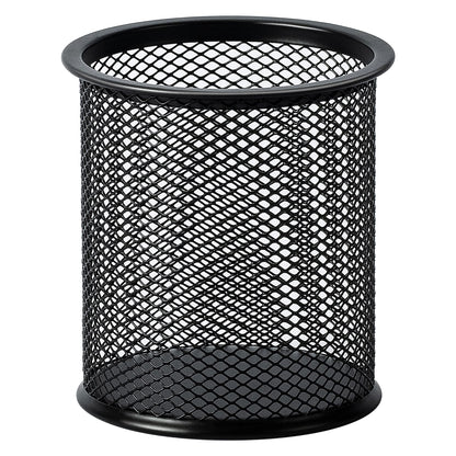 Amazon Basics Wire Mesh Pen Holder, Pencil Cup Desk Organizer for Stationery, Scissors, Office Caddy Storage, 3.7" x 3.3", Black