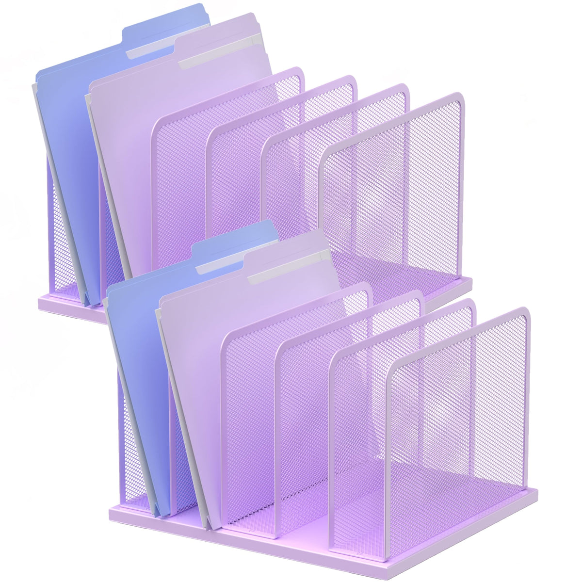 Kuntine.B Desk File Organizer Upright Mesh Desktop Organizer File Sorter Office Organization File Holder for Home, Office & Classroom (Black, 1 Pack 5-Section)