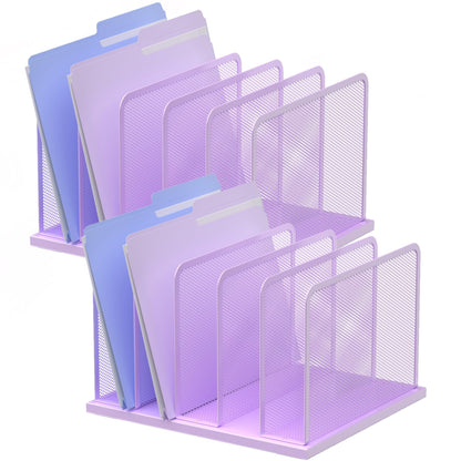 Kuntine.B Desk File Organizer Upright Mesh Desktop Organizer File Sorter Office Organization File Holder for Home, Office & Classroom (Black, 1 Pack 5-Section)