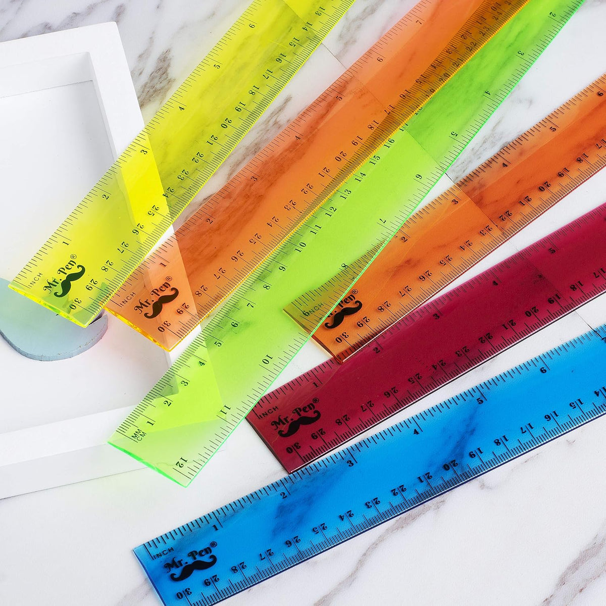 Mr. Pen- Plastic Rulers, 12 Inch, 6 Pack, Assorted Colors