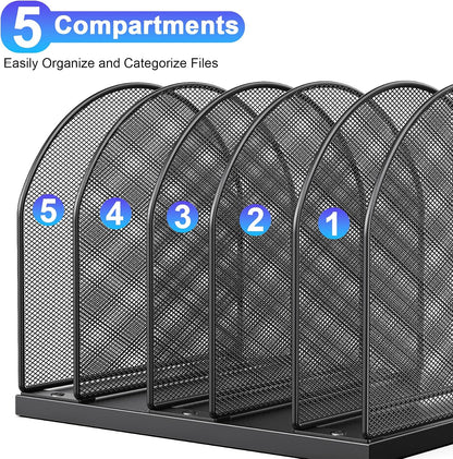 gianotter Desktop File Organizer with 5 Compartments
