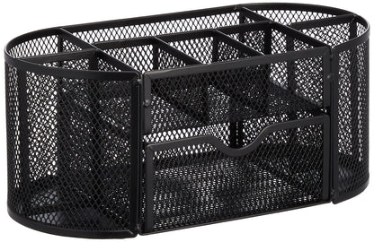 Amazon Basics Wire Mesh Pen Holder, Pencil Cup Desk Organizer for Stationery, Scissors, Office Caddy Storage, 3.7" x 3.3", Black