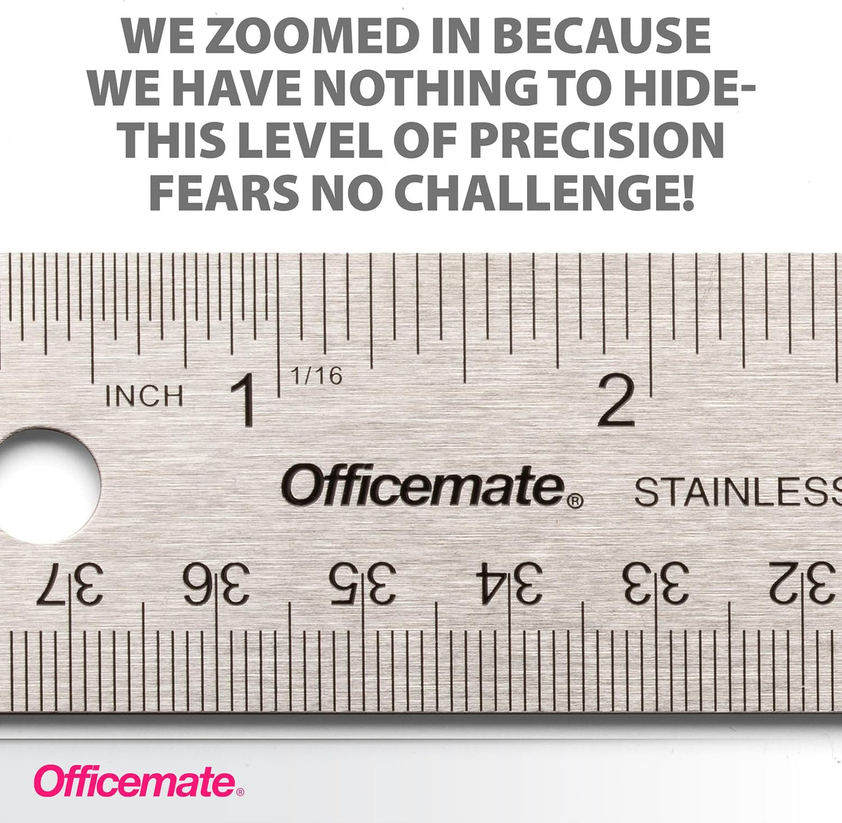 Officemate 15-Inch Flexible Stainless Steel Ruler, Metal Straight Edge Ruler with Cork Backing, 1/16 Inch and Metric Scale Markings, Tool for School, Office, Drafting, Crafts and Precision Cuts